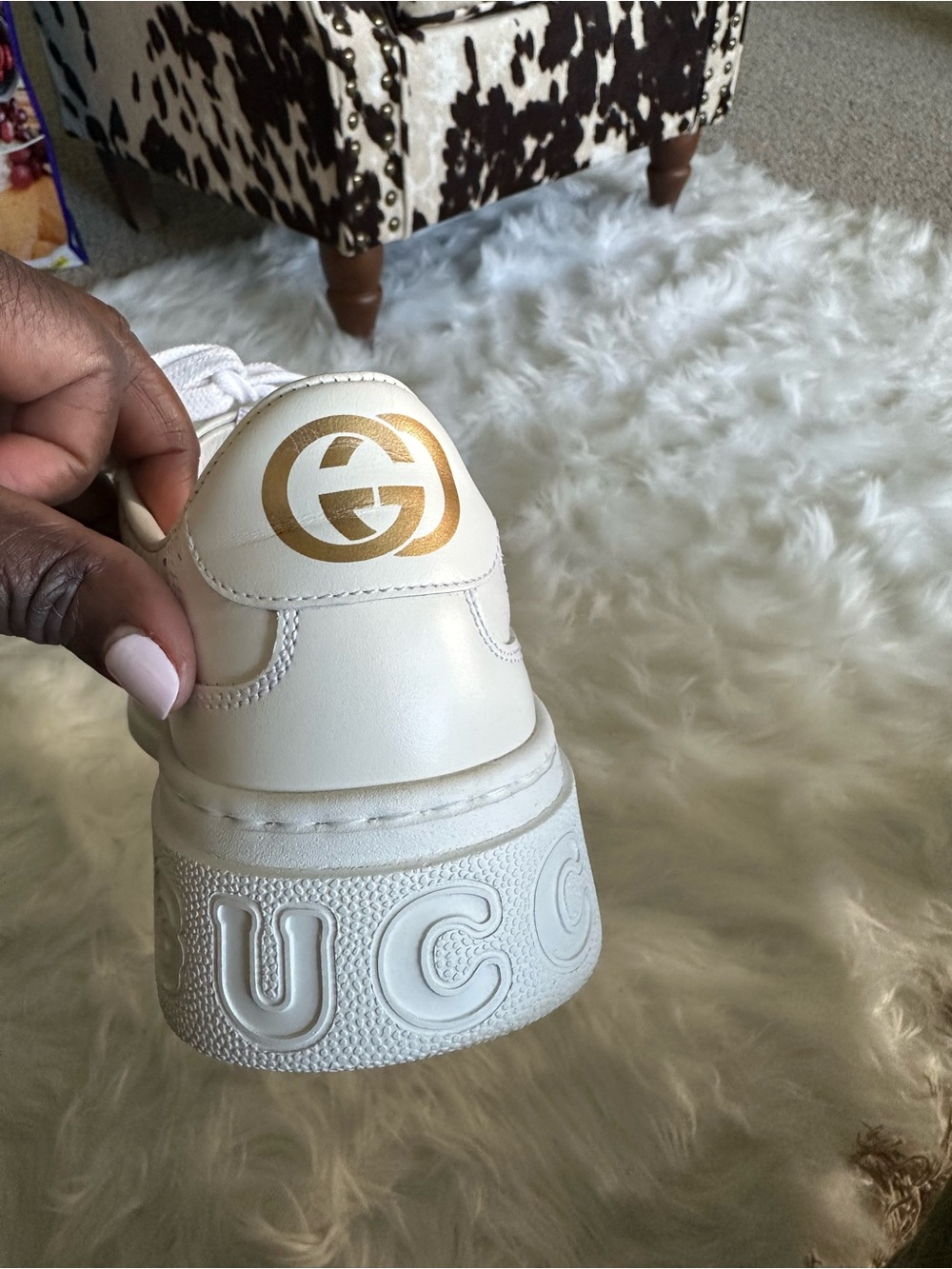 Gucci women’s Cream/White Platform Sneakers - Picture 7 of 8